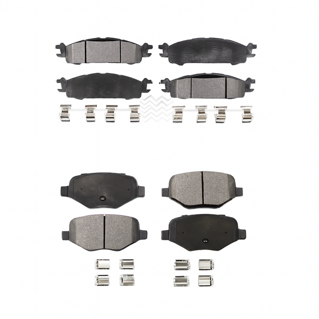 Kit de plaquettes de frein semi-métalliques avant et arrière pour Ford_Lincoln__